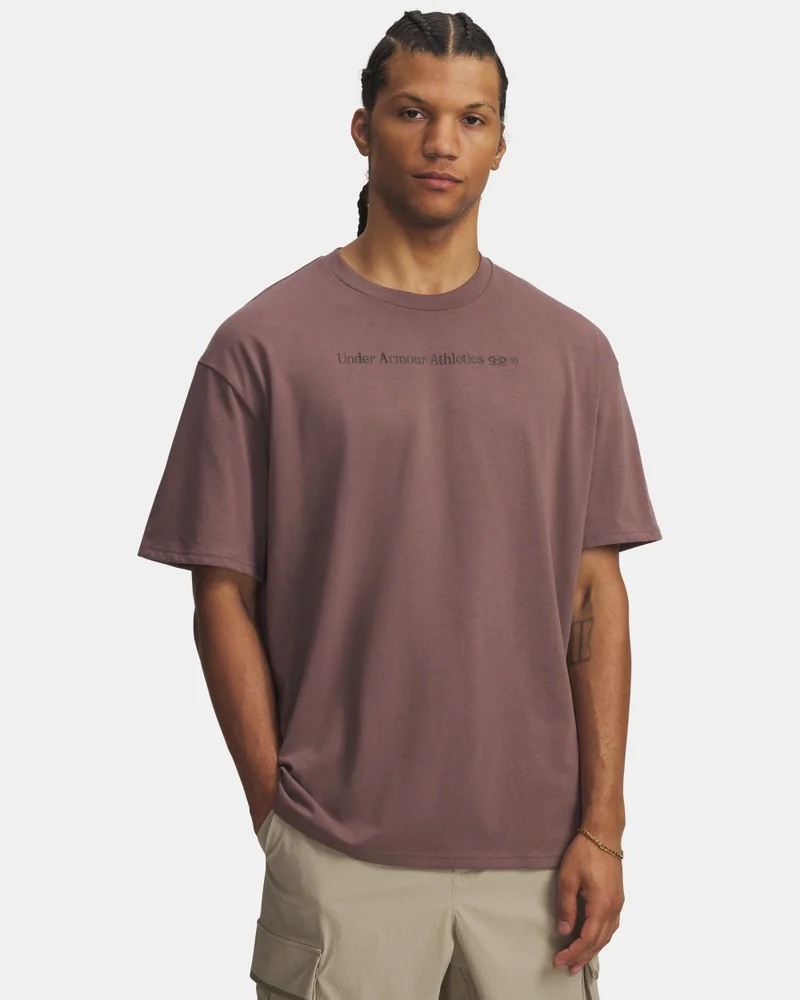 اندر ارمر تيشيرت ثقيل الوزن بطبعة حذاء جري للرجال